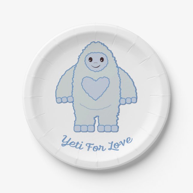 Yeti für die Liebe Pappteller (Vorderseite)