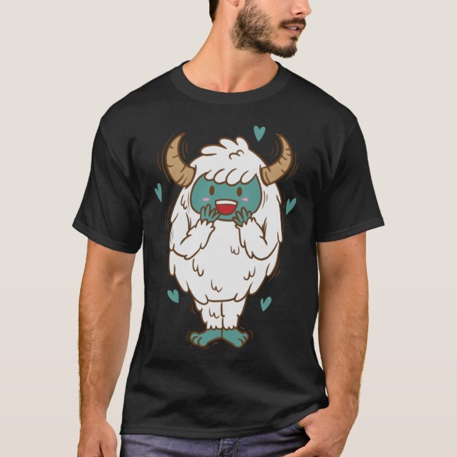 Yeti ist in Liebe Snowman Creature T-Shirt (Vorderseite)