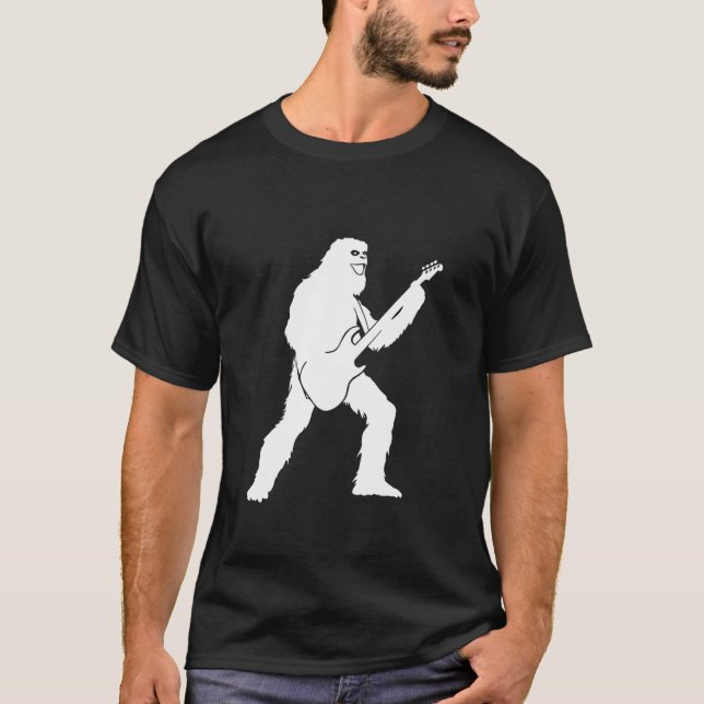 Yeti Jamming mit E-Gitarre-Silhouette T-Shirt (Vorderseite)
