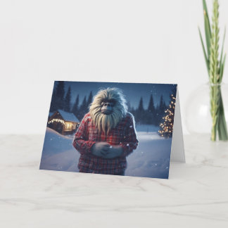 Yeti mit einer Nachricht Feiertagskarte