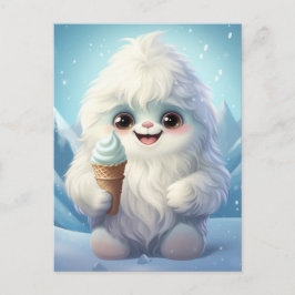 Yeti mit Eiscreme Postkarte
