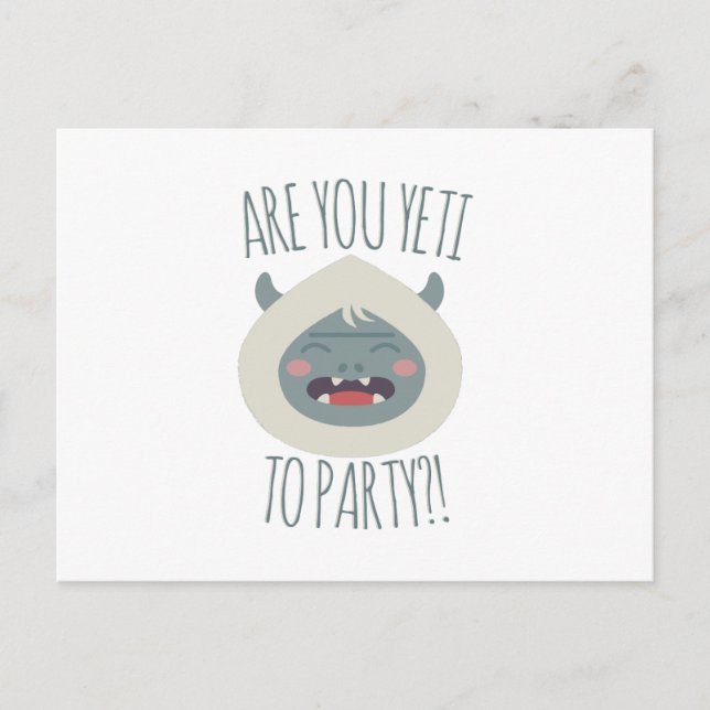 Yeti nach Party Einladungspostkarte (Vorderseite)