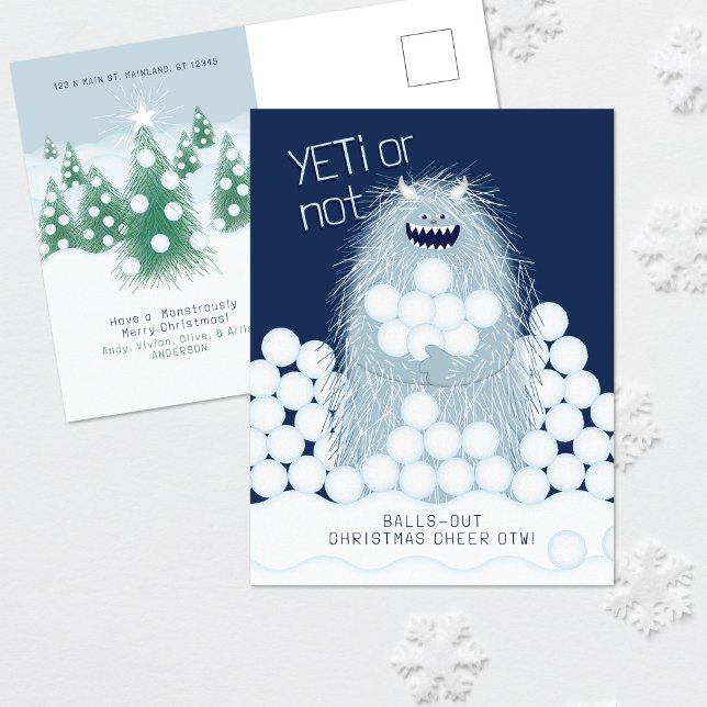 Yeti oder nicht - Weihnachtsfreude pur Feiertagspostkarte (Von Creator hochgeladen)