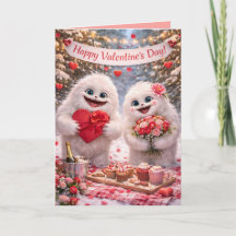 Yeti-Paar Valentinstagskarte - Whimsical