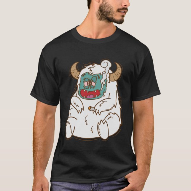 Yeti rauchen Snowman Creature Footprints Pullover (Vorderseite)