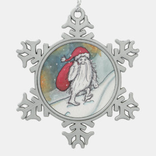 Yeti Sankt Schneeflocken Zinn-Ornament