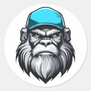 Yeti Sasquatch Bigfoot Gray Opa Runder Aufkleber