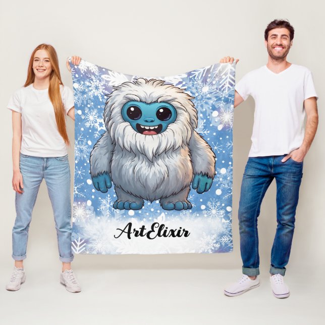 Yeti Stehend Niedliche Kawaii Snowflakes drucken Fleecedecke (Beispiel)