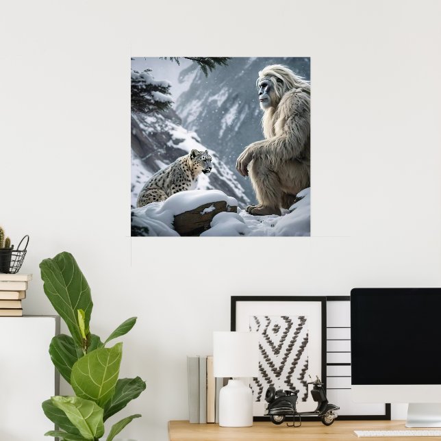 Yeti und das Snow Leopard Poster (Heimbüro)