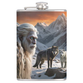 Yeti und der Schneeleopard Flachmann