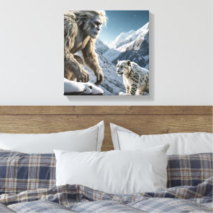 Yeti und der Schneeleopard Leinwanddruck