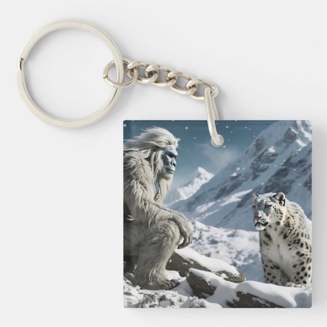 Yeti und der Schneeleopard Schlüsselanhänger (Vorderseite)