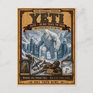 Yeti, Vintage Zirkus-Monster Postkarte