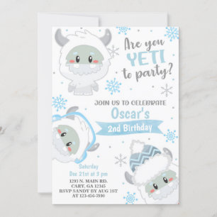 Yeti Winter Jungen Geburtstag einladen, Yeti Einla Einladung