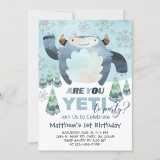 Yeti Winter Jungen Geburtstag einladen, Yeti Einla Einladung