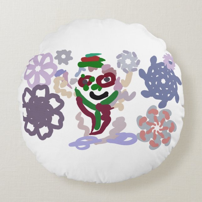 Yeti winter rock rundes kissen (Vorderseite)