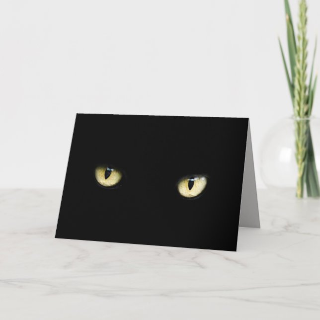 yeux de chat noir carte de voeux (Devant)