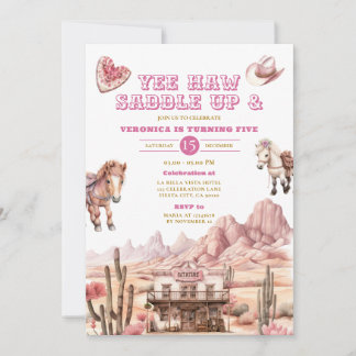 Yew haw Cowgirl Rodeo Wild West Ranch 5. Geburtsta Einladung