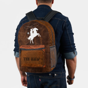 Yew Haw Custom Amercan Cowboy Sheriff Leather Bedruckter Rucksack