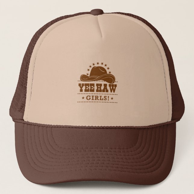Yew Haw Girls Cowgirl Hat Design Truckerkappe (Vorderseite)