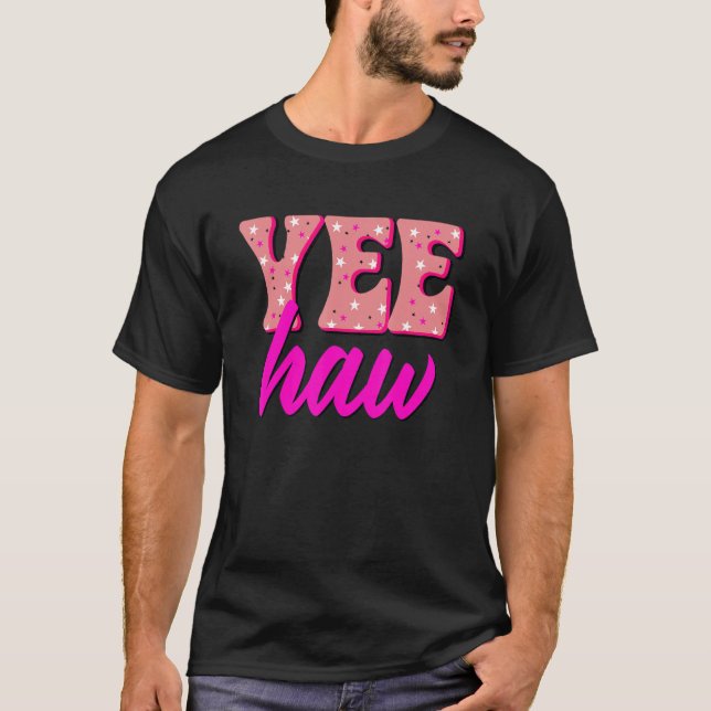 Yew Haw Howdy Retro Rodeo Western Country Southern T-Shirt (Vorderseite)