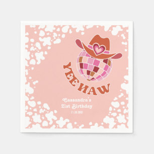 Yew Haw Peach Disco Cowgirl Rodeo Birthday Serviette
