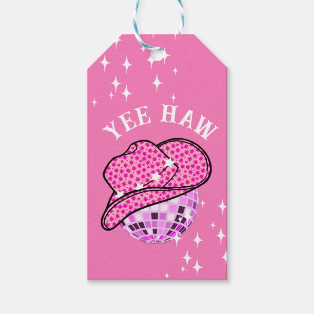 Yew Haw Pink Lila Cowgirl Disco Rodeo Geschenkanhänger (Vorderseite)