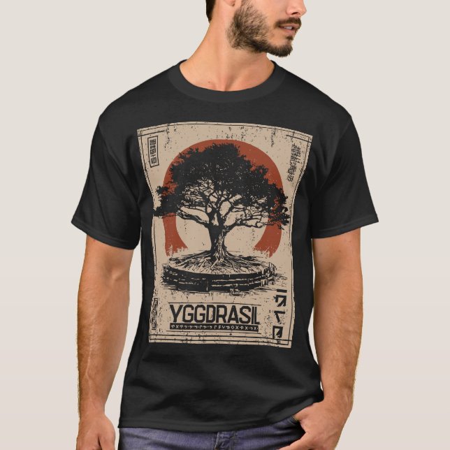YGDRASIL Norse World Tree Poster | Retro T-Shirt (Vorderseite)