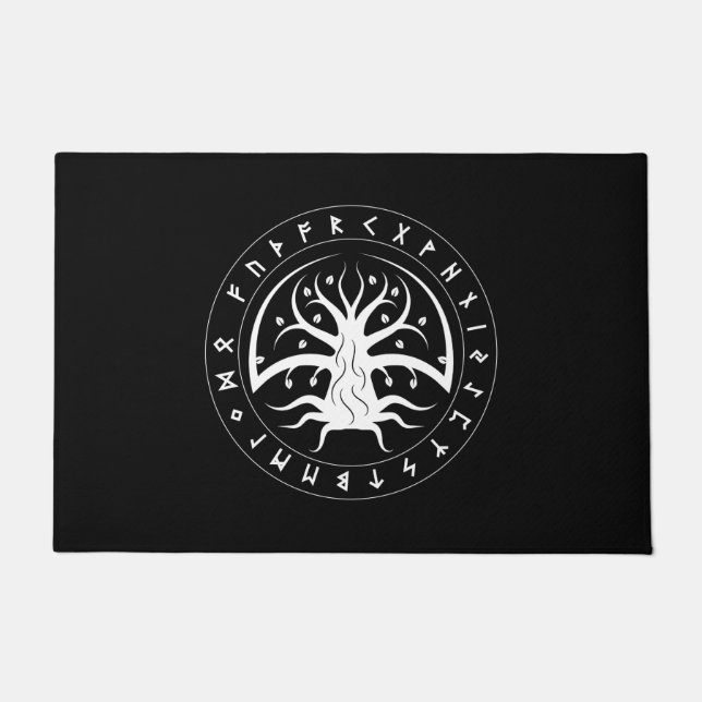 Yggdrasil Circle Runes Türmatten Fußmatte (Vorderseite)