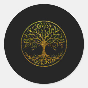 Yggdrasil, keltischer Baum des Lebens, nordische M Runder Aufkleber