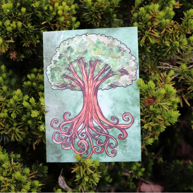 Yggdrasil Tree Norse Mythology Watercolor Card Karte (Von Creator hochgeladen)