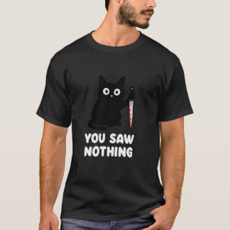 YHalloween ou sah Nothing Bloody Knife Cat Meme T-Shirt