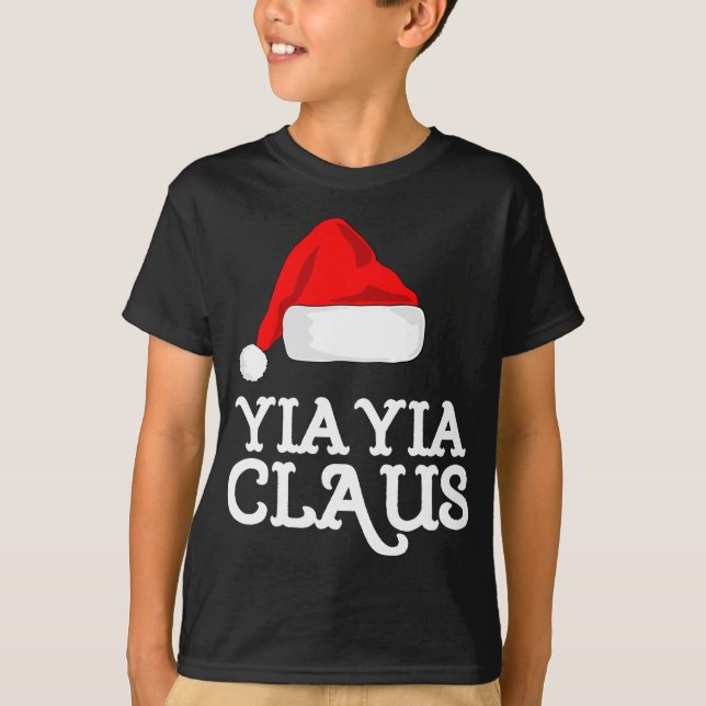 Yia-Yia Claus Christmas Hat Pj Group Matching Paja T-Shirt (Vorderseite)