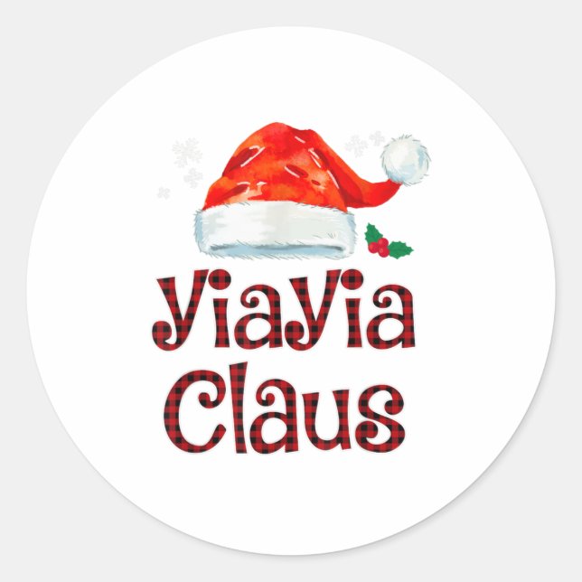 Yiayia Claus T-Shirt Christmas Pajama Fam Runder Aufkleber (Vorderseite)