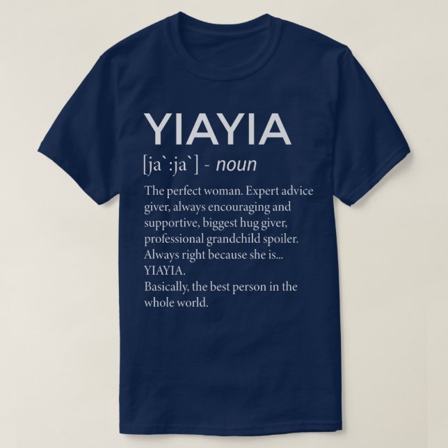 Yiayia Definition Oma Funny Großmutter  T-Shirt (Design vorne)