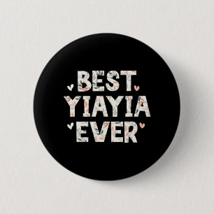 Yiayia Ever Floral Familie Liebe Herzen Yia-yia Button