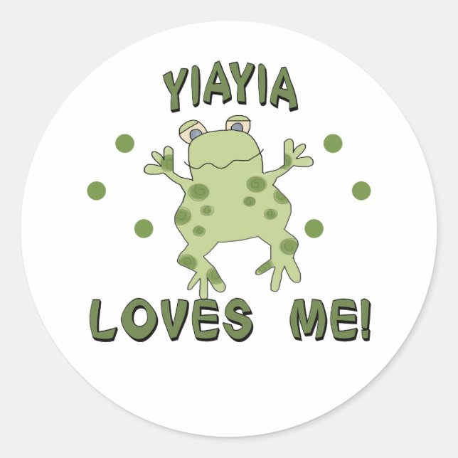 YiaYia Lieben ich Frosch Runder Aufkleber (Vorderseite)
