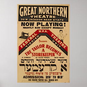 Yiddish Theater Tailor 1938 WPA Poster vintage