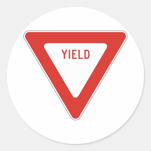 Yield Street Road Symbol Vorsicht Traffic Runder Aufkleber (Vorderseite)