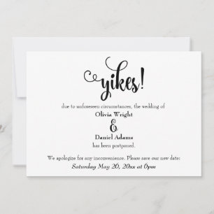 "Yikes!" Humorvolle verspätete Hochzeitserklärung Einladung