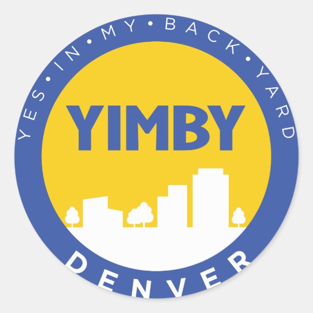 YIMBY Denver Logo-Aufkleber Runder Aufkleber (Vorderseite)