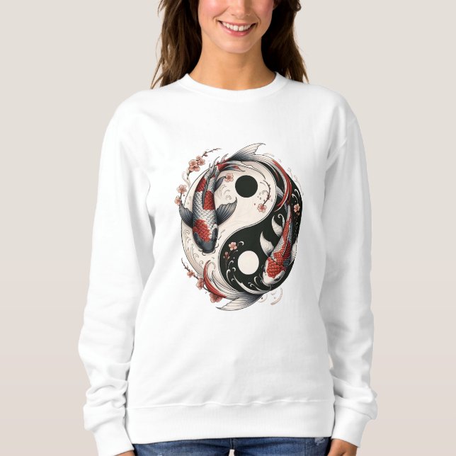 Yin and Yang Japanischer Koi Fisch Sweatshirt (Vorderseite)