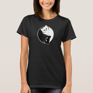 Yin and Yang Pet Cat Schwarz-weiß Katzen Tiere Lie T-Shirt