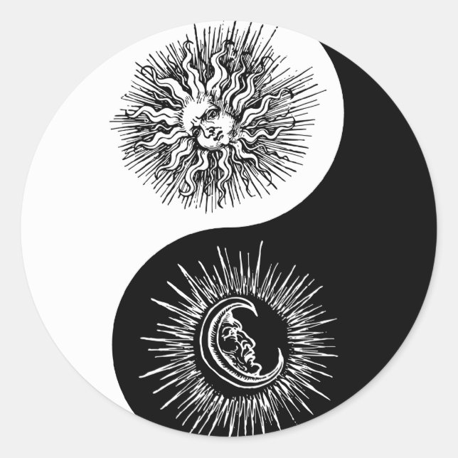 Yin and yang sign - Sun vs Moon Runder Aufkleber (Vorderseite)