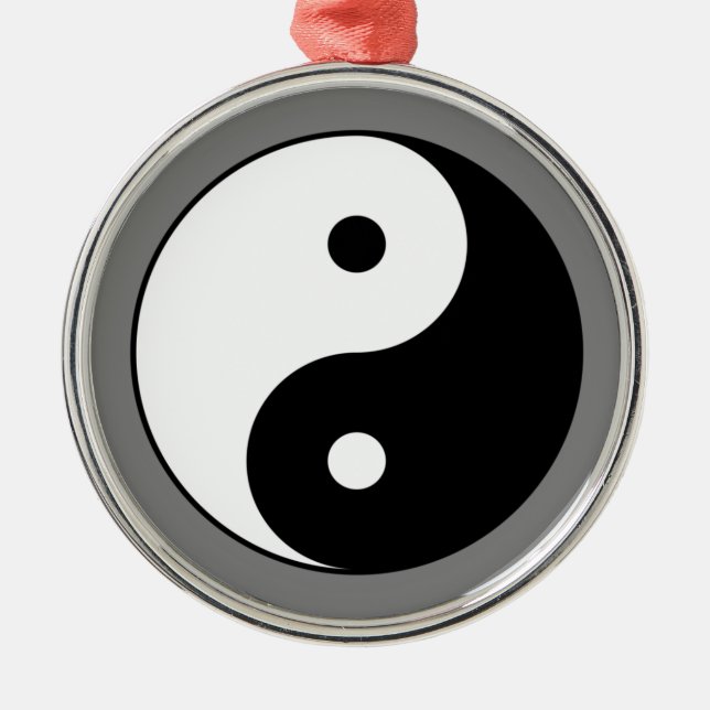 Yin and Yang Symbol (Chinesischer Taoist Taijitu) Ornament Aus Metall (Vorne)