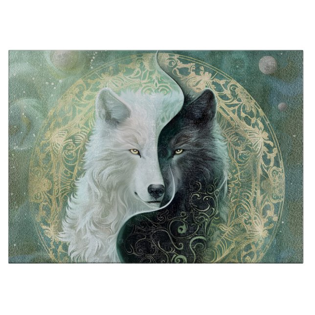 Yin and Yang wolves  Schneidebrett (Vorderseite)