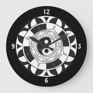 Yin et horloge murale asiatique de symbole de Yang