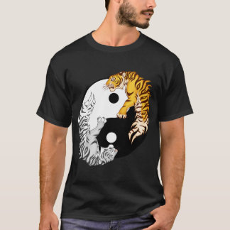 Yin et T-shirt foncé de base des hommes de tigres