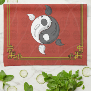 Yin et Yang la serviette de cuisine Koi
