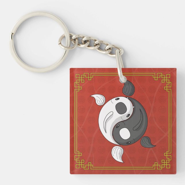 Yin et Yang le Porte - clé acrylique de Koi (Devant)